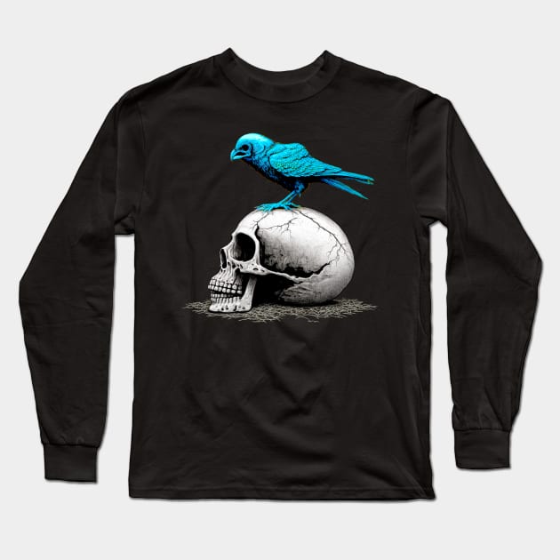 The Blue Bird Social Media is Dead to Me, No. 4 on a Dark Background Long Sleeve T-Shirt by Puff Sumo